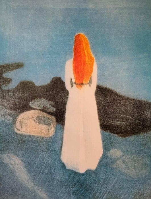 Edvard Munch - Young Girl on a Jetty - Artprint - 80 x 60 cm, Antiek en Kunst, Kunst | Tekeningen en Foto's