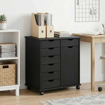 vidaXL Rolling Kast 63,5 x 39 x 65,5 cm Massief Vurenhout, Huis en Inrichting, Kasten | Overige, Verzenden, Nieuw