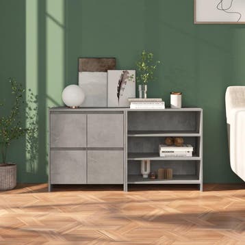 vidaXL 2 st Dressoirs bewerkt hout betongrijs, Verzenden, Nieuw, Overige houtsoorten
