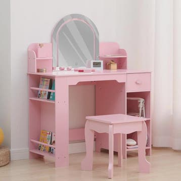 Prinsessenkaptafel met Verlichte Spiegel en Krukje - Kinder, Verzenden, Nieuw