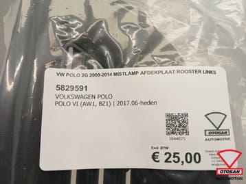 VW Polo 2G 2009-2014 Mistlamp Afdekplaat Rooster Links, Ophalen, Gebruikt, Volkswagen, Bumper