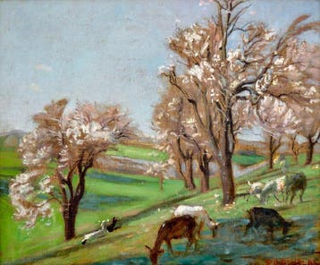 Pierre Grivolas (1823-1906) - Troupeau de chèvres au pied du, Antiek en Kunst
