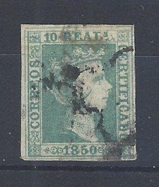 Spanje 1850 - 10 Reales Isabel II - Edifil nº 5, Gestempeld