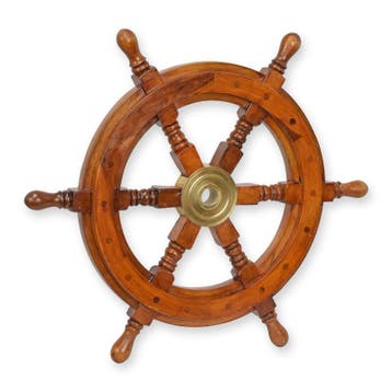 A WOODEN STEERING WHEEL (Beeldjes - Decoratie, Interieur), Verzamelen, Verzenden, Nieuw