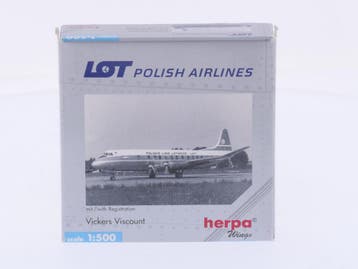 Schaal 1:500 Herpa 512008 LOT Polish Airlines Vickers Vis..., Hobby en Vrije tijd, Ophalen of Verzenden, Zo goed als nieuw