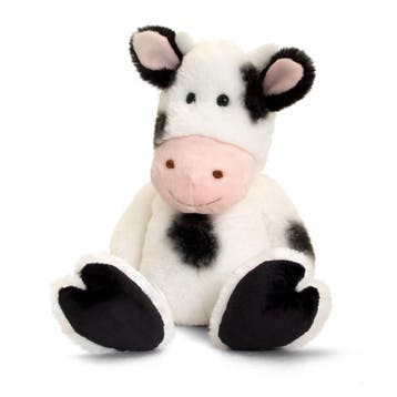 Knuffel Koe - pluche - zwart/wit - 18 cm - koe knuffel, Verzenden, Nieuw