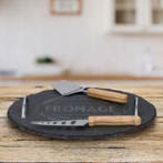 Alpina Ronde kaasplank set - leisteen - 30 cm - inclusief..., Huis en Inrichting, Keuken | Keukenbenodigdheden, Ophalen of Verzenden