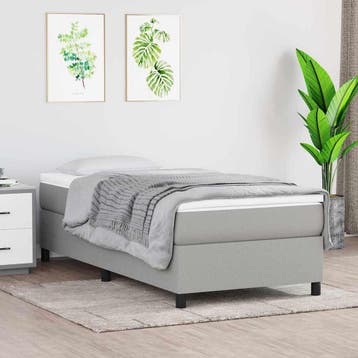 vidaXL Boxspring bed 90x200 cm stof lichtgrijs, 90 cm, Eenpersoons, Verzenden, Nieuw