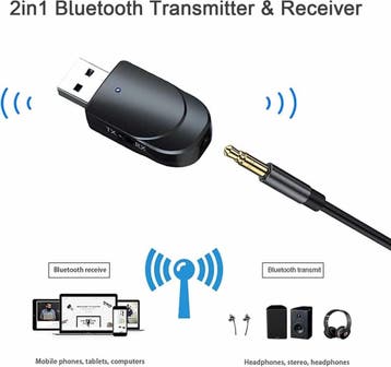 Bluetooth 5.0 adapter plug and play - bereik 10 m USB -, Audio, Tv en Foto, Ophalen of Verzenden, Zo goed als nieuw