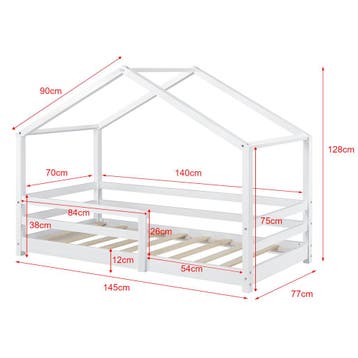 [en.casa] Kinderbed Knätten huisbed met uitvalbeveiliging 70, Verzenden, Nieuw
