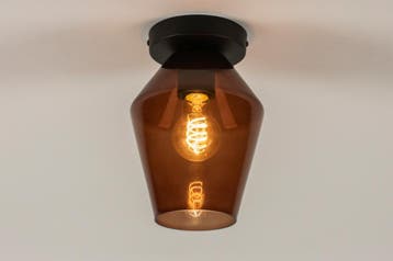 Rietveld Plafondlampen - Zwart, Bruin - Glas, Metaal, Verzenden, Nieuw