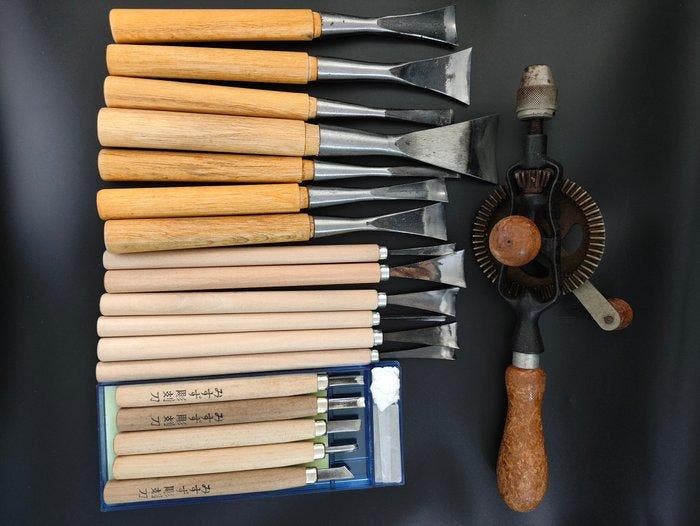 Werkgereedschap (19) Industrieel design - Een set, Antiek en Kunst, Antiek | Wandborden en Tegels