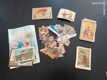 Frankrijk - Lot van 122 oude reclamechromos - alle merken -, Gelopen