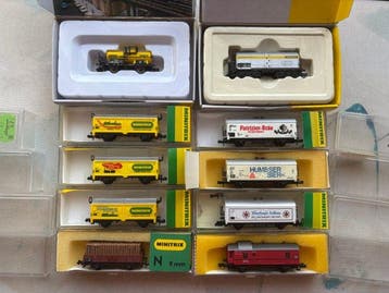 Trix N - Modeltrein personenwagen (10) - 10 goederenwagons -, Nieuw