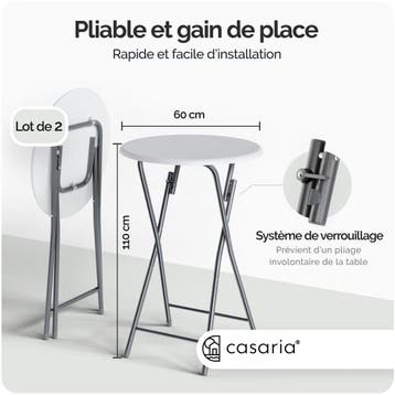 Statafel 2 stuks Wit Houtlook Ø60cm Inklapbaar (Meubelen), Verzenden