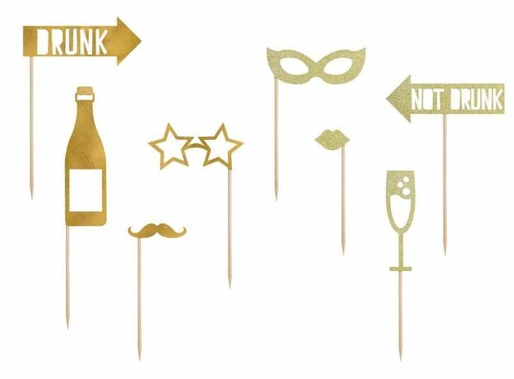 Photo Booth Props Party Goud, Hobby en Vrije tijd, Feestartikelen, Nieuw, Ophalen of Verzenden