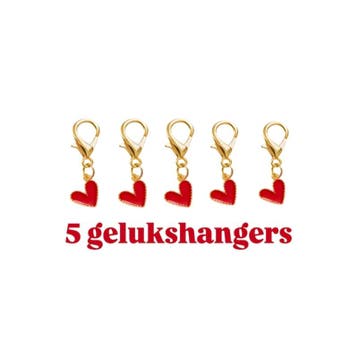 5 gelukshangers - Hartjes - liefde - goudlook - geluk - b..., Sieraden, Tassen en Uiterlijk, Bedels, Ophalen of Verzenden, Nieuw