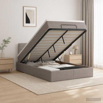 vidaXL Ottoman bed met matras met hoofdeinde Taupe 120 x 190, Verzenden, Nieuw, Twijfelaar