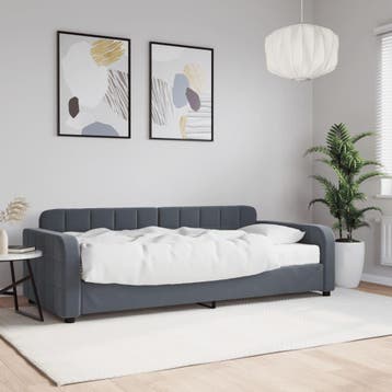 vidaXL Slaapbank met matras 90x200 cm fluweel donkergrijs, Huis en Inrichting, 90 cm, Eenpersoons, Verzenden, Nieuw