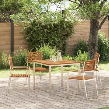vidaXL Eettafel 90x90x75 cm Massief Acacia Hout en, Tuin en Terras, Verzenden, Nieuw
