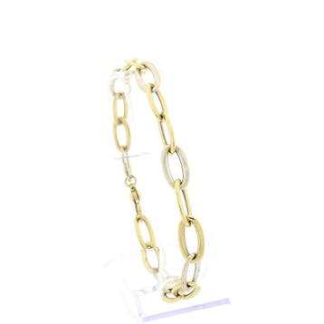 Monzario bicolor gouden wijde ankerschakel armband, Ophalen of Verzenden, Gebruikt, Goud, Goud