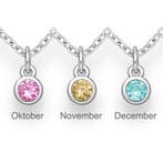 925 Zilveren geboorstesteen ketting, Verzenden, Nieuw, Zilver