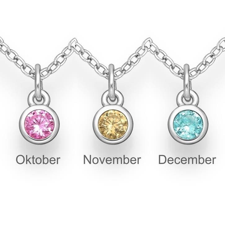 925 Zilveren geboorstesteen ketting, Sieraden, Tassen en Uiterlijk, Kettingen, Nieuw, Verzenden