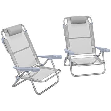 Set Van 2 Opvouwbare Campingstoelen Met 6-voudig Verstelbare, Verzenden, Nieuw