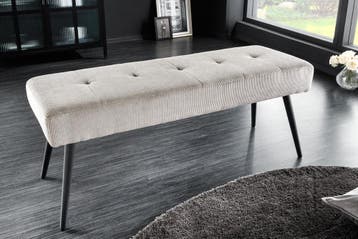 Design bank BOUTIQUE 100cm lichtgrijs koord zwart metalen, Ophalen of Verzenden, Nieuw