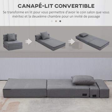 HOMCOM 1-Persoons Fauteuil Bed - Verstelbare Stoel met Afnee, Verzenden, Nieuw