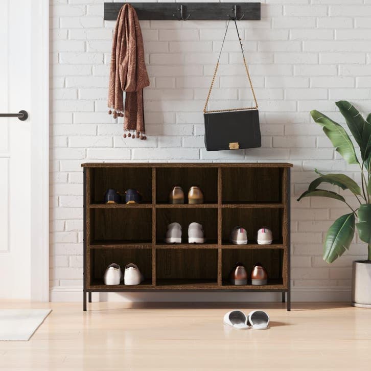 vidaXL Schoenenkast 100x35x70 cm bewerkt hout bruin, Huis en Inrichting, Kasten | Schoenenrekken, Nieuw, Verzenden