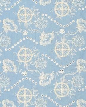Broderie Denim Bloemen Licht Blauw, Nieuw, Blauw
