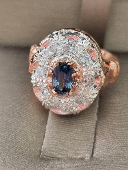 Zonder minimumprijs - Ring - 9 kt. Zilver, Roségoud Saffier, Sieraden, Tassen en Uiterlijk, Ringen