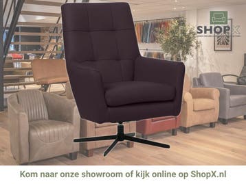 Leren draaifauteuil Central - Toledo Merlin (donkerpaars), Nieuw, Ophalen of Verzenden, 75 tot 100 cm, Industrieel, Modern