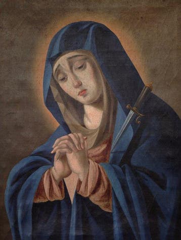 École espagnole (XVIII) - Vierge des Douleurs, Antiek en Kunst