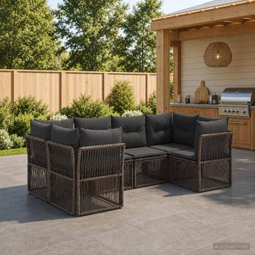 vidaXL Tuinbankenset 6 st 6-Aantal zitplaatsen Grijs poly, Tuin en Terras, Tuinsets en Loungesets, Verzenden, Nieuw, 6 zitplaatsen
