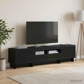 vidaXL 5-delige LED TV-kast Zwart Bewerkt hout, Minder dan 50 cm, Verzenden, Nieuw, Minder dan 100 cm