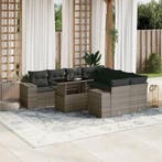 vidaXL 9-delige Loungeset met kussens poly rattan grijs, Verzenden, Nieuw, Rotan, Loungeset