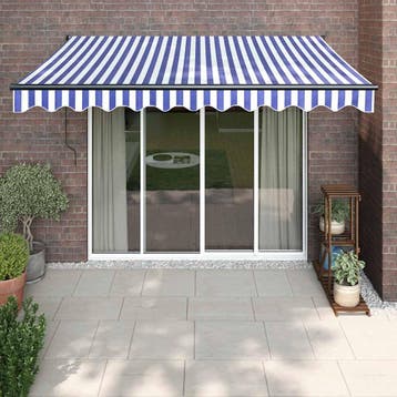 vidaXL Luifel elektrisch uitschuifbaar 3,5x2,5 m blauw en, Tuin en Terras, Verzenden, Nieuw