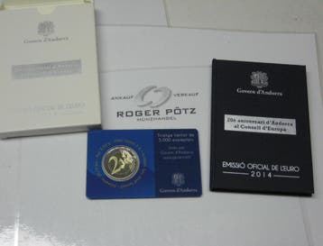 2 Euro Andorra 2014 Europarat polierte Platte Pp proof Ov..., Postzegels en Munten, Munten | Europa | Euromunten, Verzenden