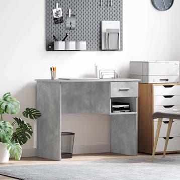vidaXL Bureau Beton Grijs 90 x 49 x 75 cm Bewerkt hout, Verzenden, Nieuw