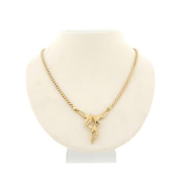 Gouden cardano schakelketting met vaste hanger en diamant..., Gebruikt, Ophalen of Verzenden, Met edelsteen, Goud