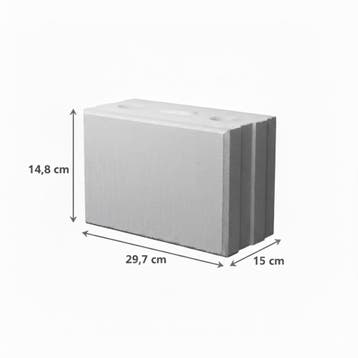 Kalkzandsteen vellingblok 29,7x15x14,8cm CS20, Verzenden, Nieuw, Kalkzandstenen