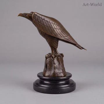 Beeld, Exclusief bronzen sculptuur van een adelaar. Naar:, Antiek en Kunst