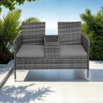 Wicker tuinbank met tafel - grijs/lichtgrijs, Verzenden, Nieuw