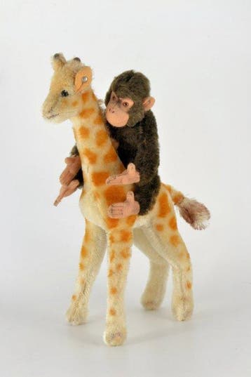 Steiff - Pluche speelgoed Giraffe & Monkey - 1960-1970 -