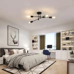 Vintage Zwarte Plafondlamp 4-lichts Retro Kroonluchter, Huis en Inrichting, Lampen | Kroonluchters, Verzenden, Nieuw