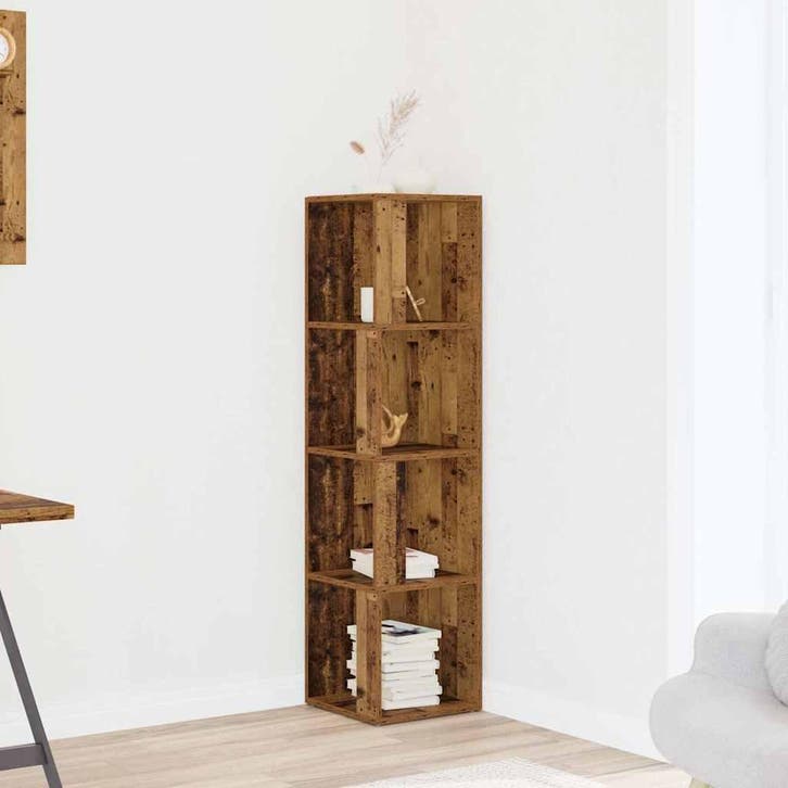 vidaXL Hoekkast 33x33x132 cm bewerkt hout oud houtkleurig, Huis en Inrichting, Kasten | Overige, Nieuw, Verzenden