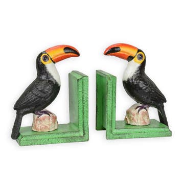 A PAIR OF CAST IRON TOUCAN BOOKENDS (Beeldjes - Decoratie), Verzenden, Nieuw