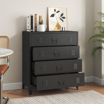 Ladekast Hämeenlinna commode met lades 92x80x40 cm zwart [en, Verzenden, Nieuw